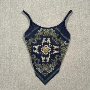 y2k Aztec pattern hanker chief top with adjustible straps
